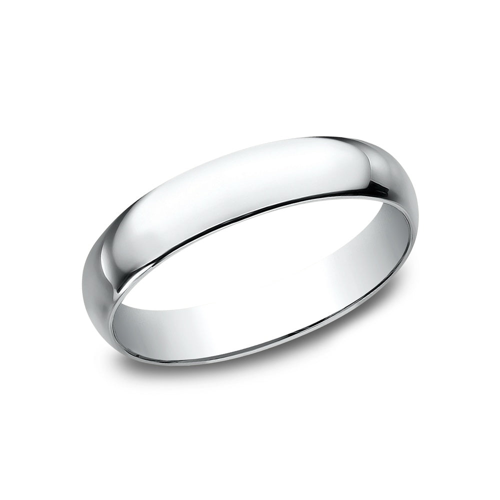 Regular Dome Classic Fit Men's Wedding Band in 14K White Gold - 4mm Width by Benchmark