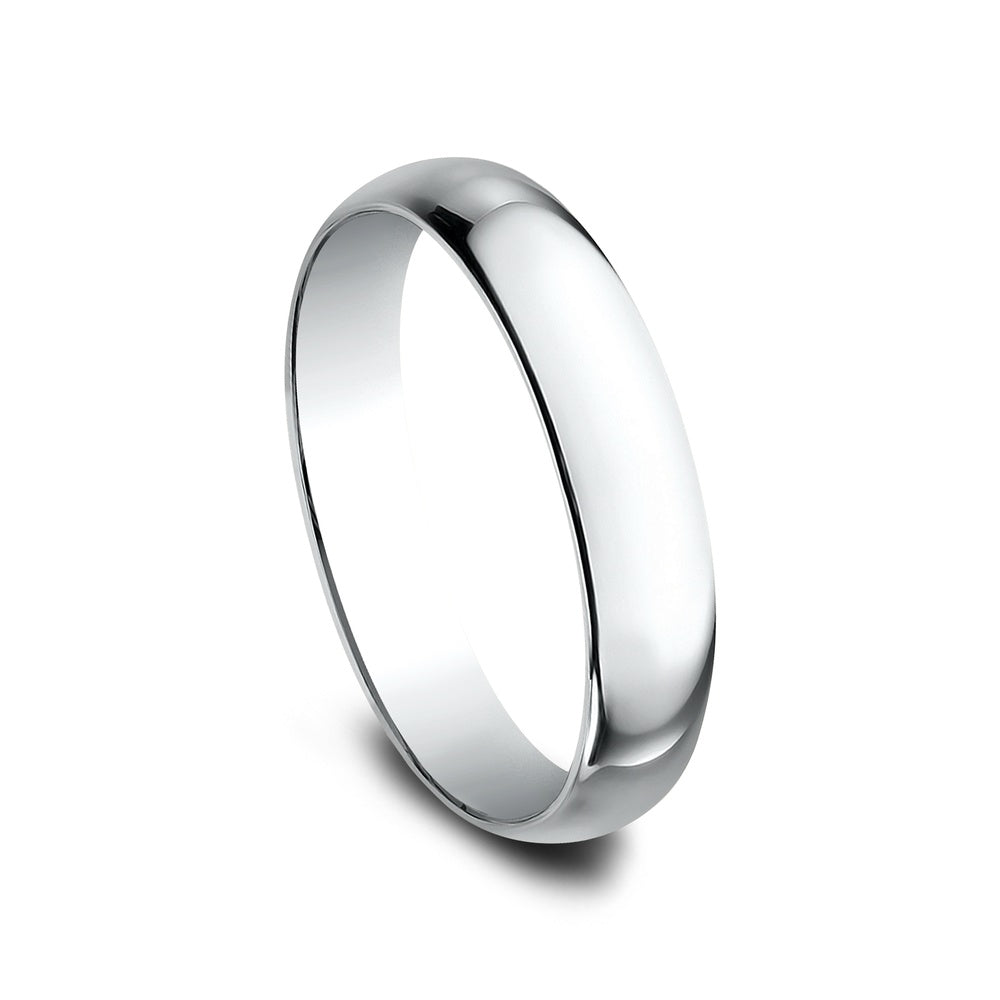 Regular Dome Classic Fit Men's Wedding Band in 14K White Gold - 4mm Width by Benchmark
