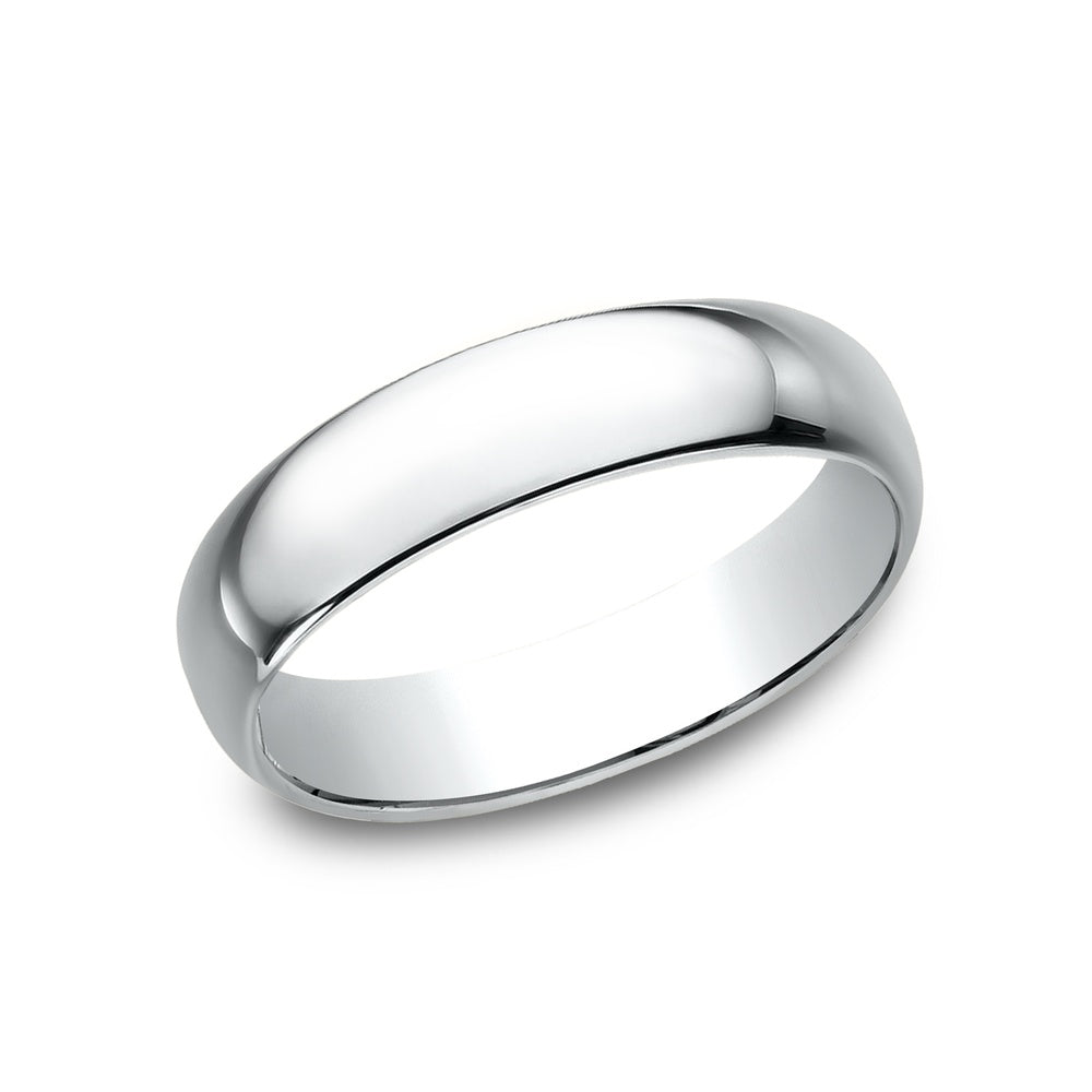 Regular Dome Classic Fit Men's Wedding Band in 14K White Gold - 5mm Width by Benchmark