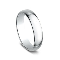 Regular Dome Classic Fit Men's Wedding Band in 14K White Gold - 5mm Width by Benchmark