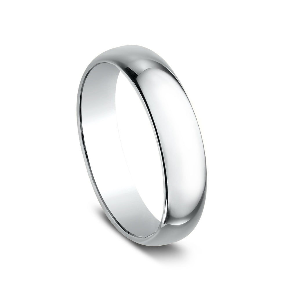 Regular Dome Classic Fit Men's Wedding Band in 14K White Gold - 5mm Width by Benchmark