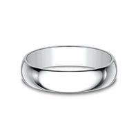 Regular Dome Classic Fit Men's Wedding Band in 14K White Gold - 5mm Width by Benchmark