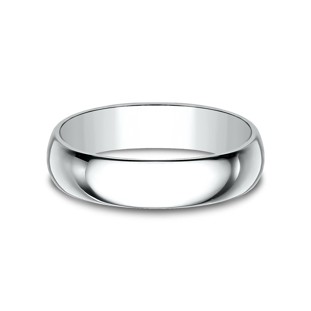 Regular Dome Classic Fit Men's Wedding Band in 14K White Gold - 5mm Width by Benchmark