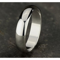 Regular Dome Classic Fit Men's Wedding Band in 14K White Gold - 5mm Width by Benchmark