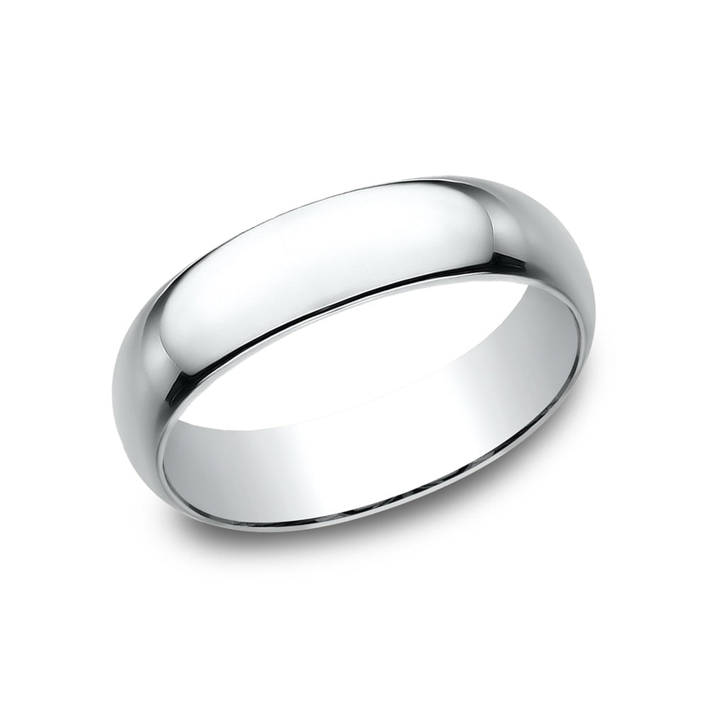Regular Dome Classic Fit Men's Wedding Band in 14K White Gold - 6mm Width by Benchmark