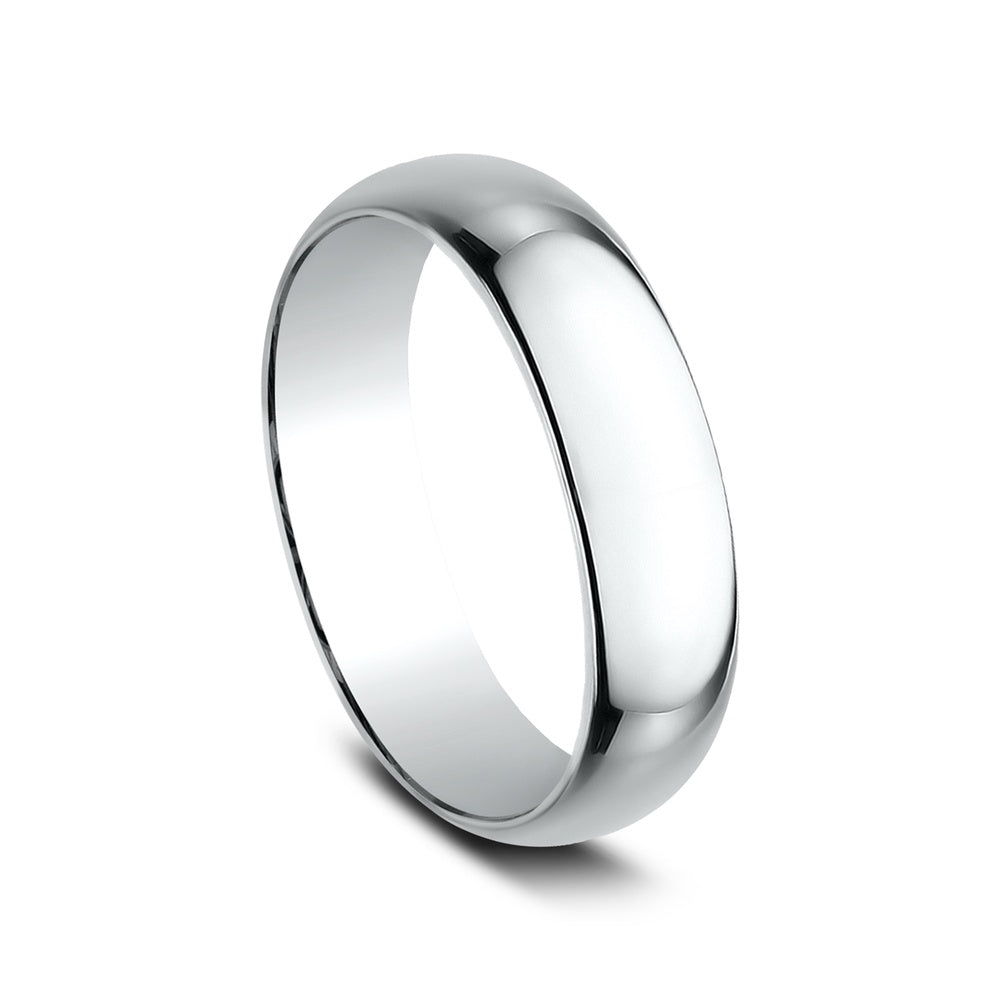 Regular Dome Classic Fit Men's Wedding Band in 14K White Gold - 6mm Width by Benchmark