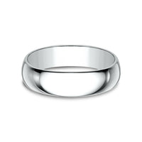 Regular Dome Classic Fit Men's Wedding Band in 14K White Gold - 6mm Width by Benchmark