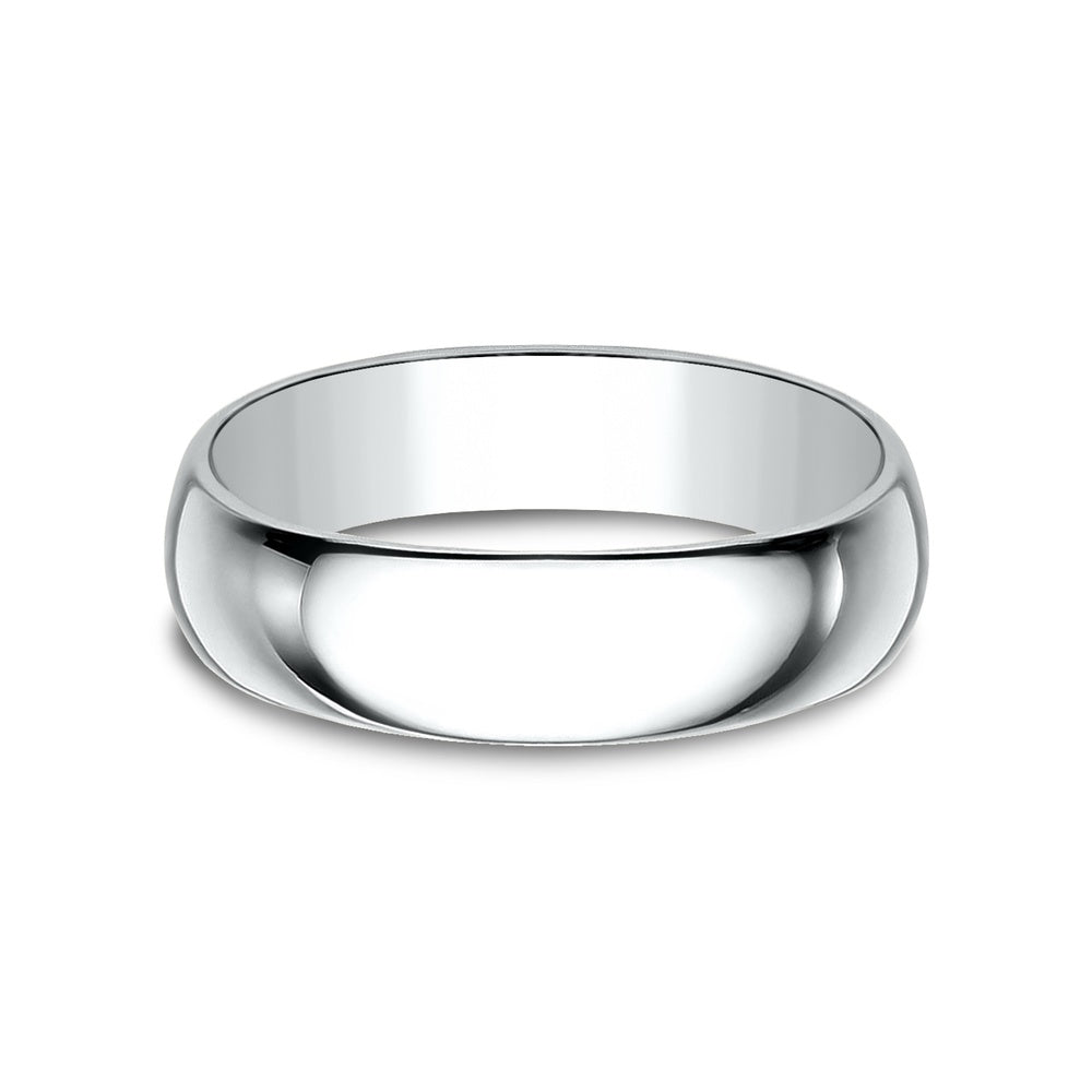 Regular Dome Classic Fit Men's Wedding Band in 14K White Gold - 6mm Width by Benchmark