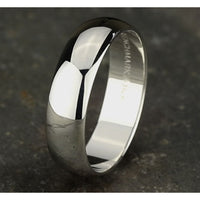 Regular Dome Classic Fit Men's Wedding Band in 14K White Gold - 6mm Width by Benchmark