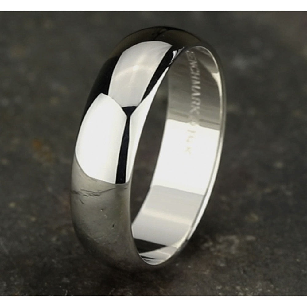 Regular Dome Classic Fit Men's Wedding Band in 14K White Gold - 6mm Width by Benchmark