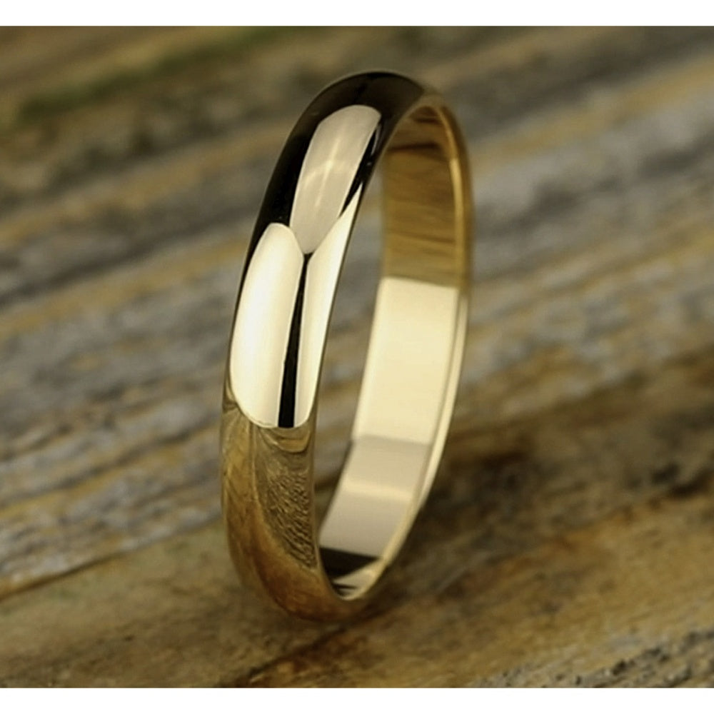 Regular Dome Classic Fit Men's Wedding Band in 14K Yellow Gold - 4mm Width by Benchmark