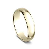 Regular Dome Classic Fit Men's Wedding Band in 14K Yellow Gold - 5mm Width by Benchmark