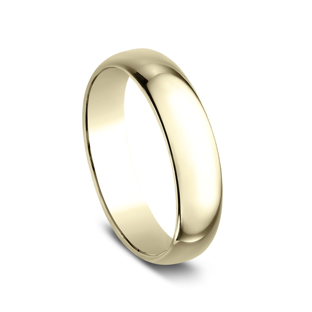 Regular Dome Classic Fit Men's Wedding Band in 14K Yellow Gold - 5mm Width by Benchmark