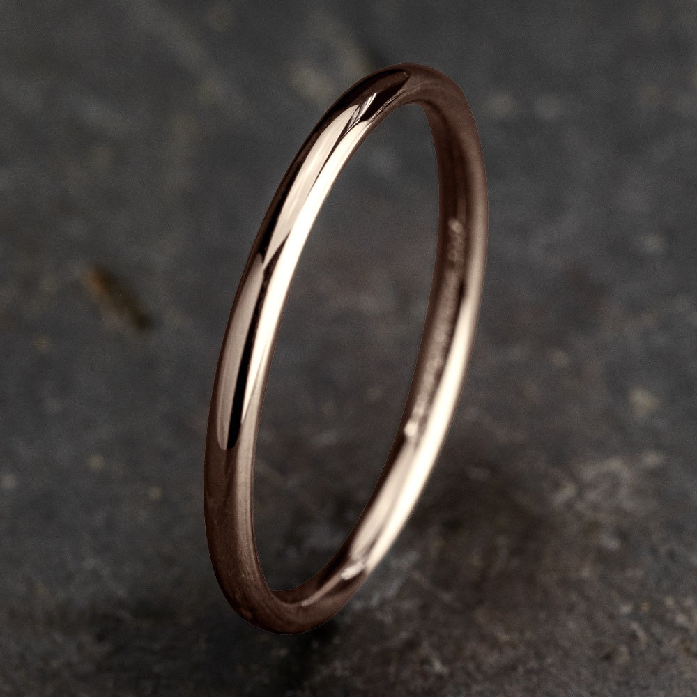 Regular Dome Comfort Fit Men's Wedding Band in 14K Rose Gold - 2mm Width by Benchmark