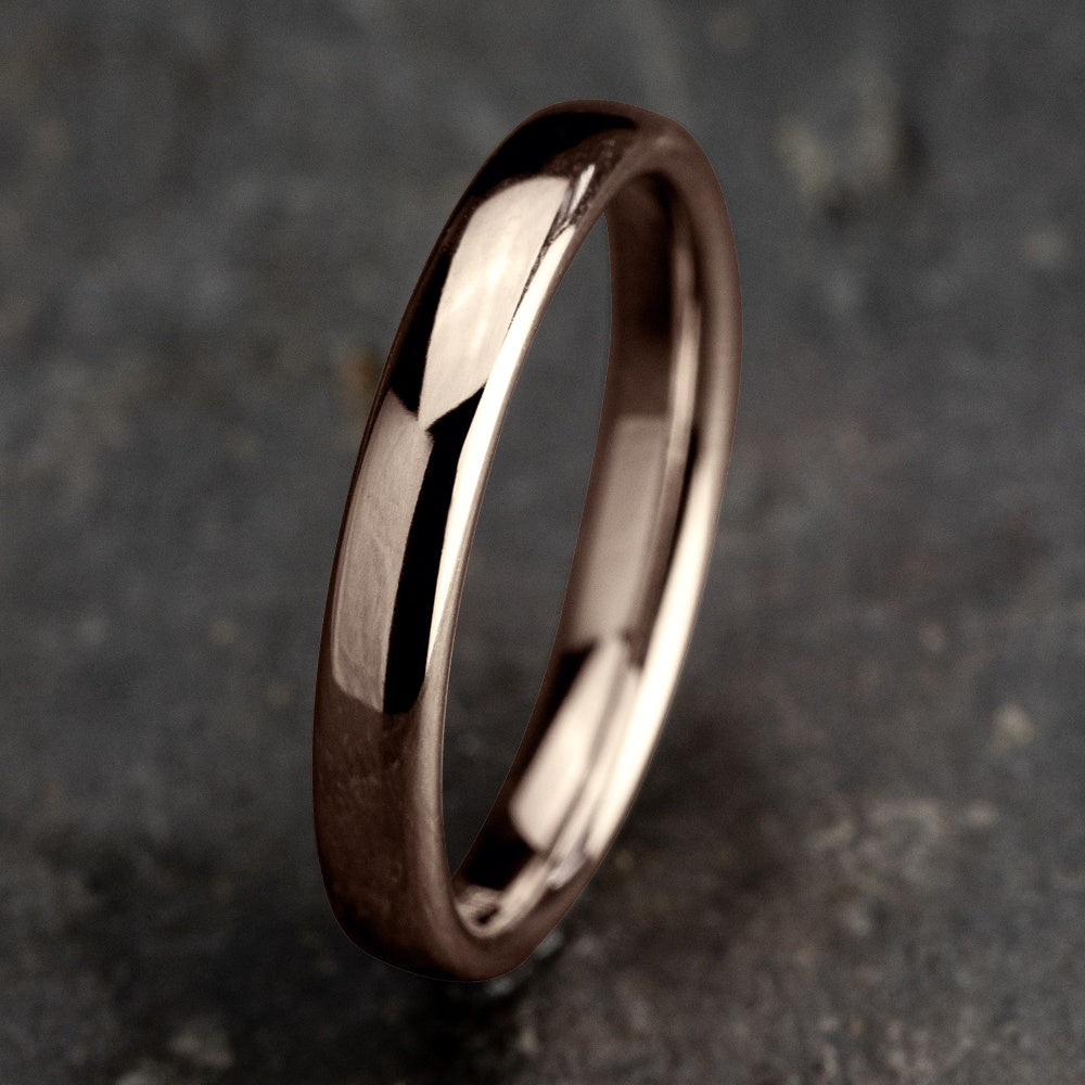 Regular Dome Comfort Fit Men's Wedding Band in 14K Rose Gold - 3mm Width by Benchmark
