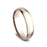 Regular Dome Comfort Fit Men's Wedding Band in 14K Rose Gold - 5mm Width by Benchmark