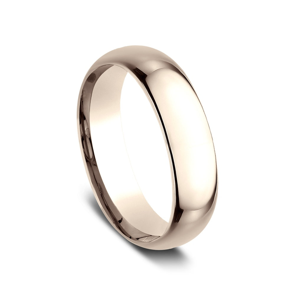 Regular Dome Comfort Fit Men's Wedding Band in 14K Rose Gold - 6mm Width by Benchmark