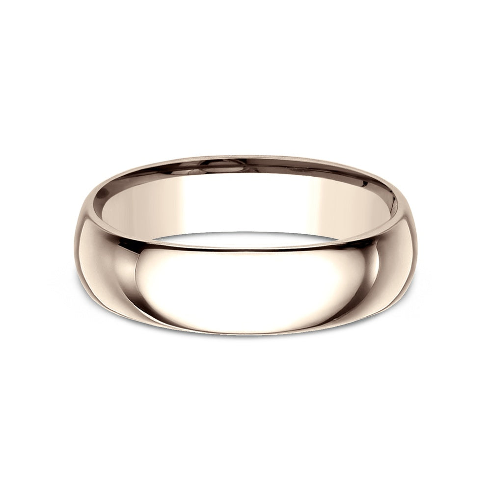 Regular Dome Comfort Fit Men's Wedding Band in 14K Rose Gold - 6mm Width by Benchmark