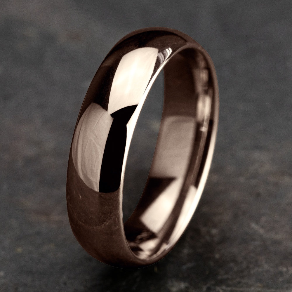 Regular Dome Comfort Fit Men's Wedding Band in 14K Rose Gold - 6mm Width by Benchmark