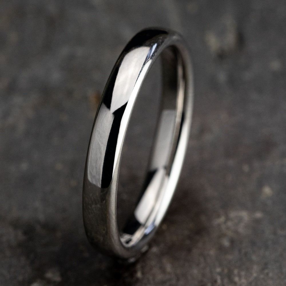 Regular Dome Comfort Fit Men's Wedding Band in 14K White Gold - 3mm Width by Benchmark
