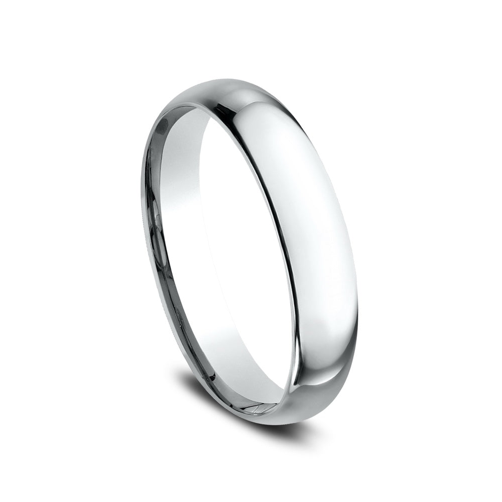 Regular Dome Comfort Fit Men's Wedding Band in 14K White Gold - 4mm Width by Benchmark