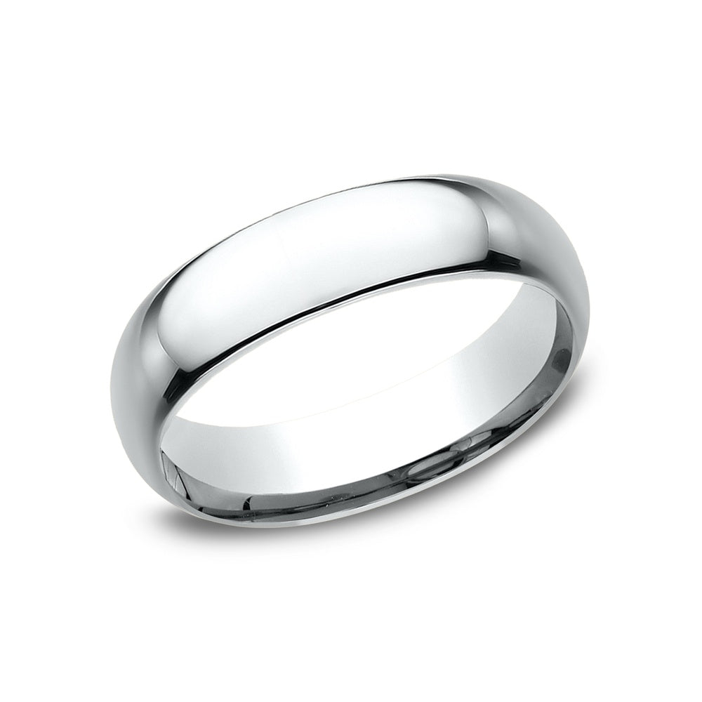 Regular Dome Comfort Fit Men's Wedding Band in 14K White Gold - 6mm Width by Benchmark
