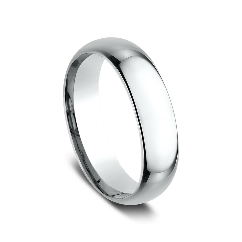 Regular Dome Comfort Fit Men's Wedding Band in 14K White Gold - 6mm Width by Benchmark