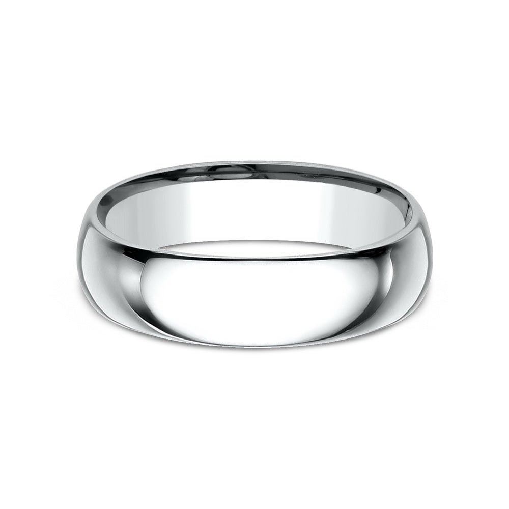 Regular Dome Comfort Fit Men's Wedding Band in 14K White Gold - 6mm Width by Benchmark
