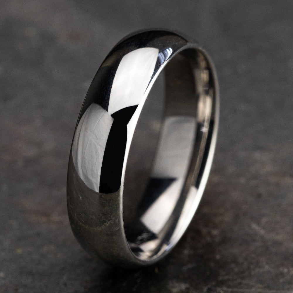 Regular Dome Comfort Fit Men's Wedding Band in 14K White Gold - 6mm Width by Benchmark