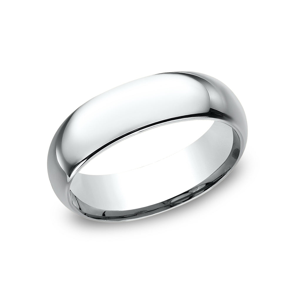 Regular Dome Comfort Fit Men's Wedding Band in 14K White Gold - 7mm Width by Benchmark