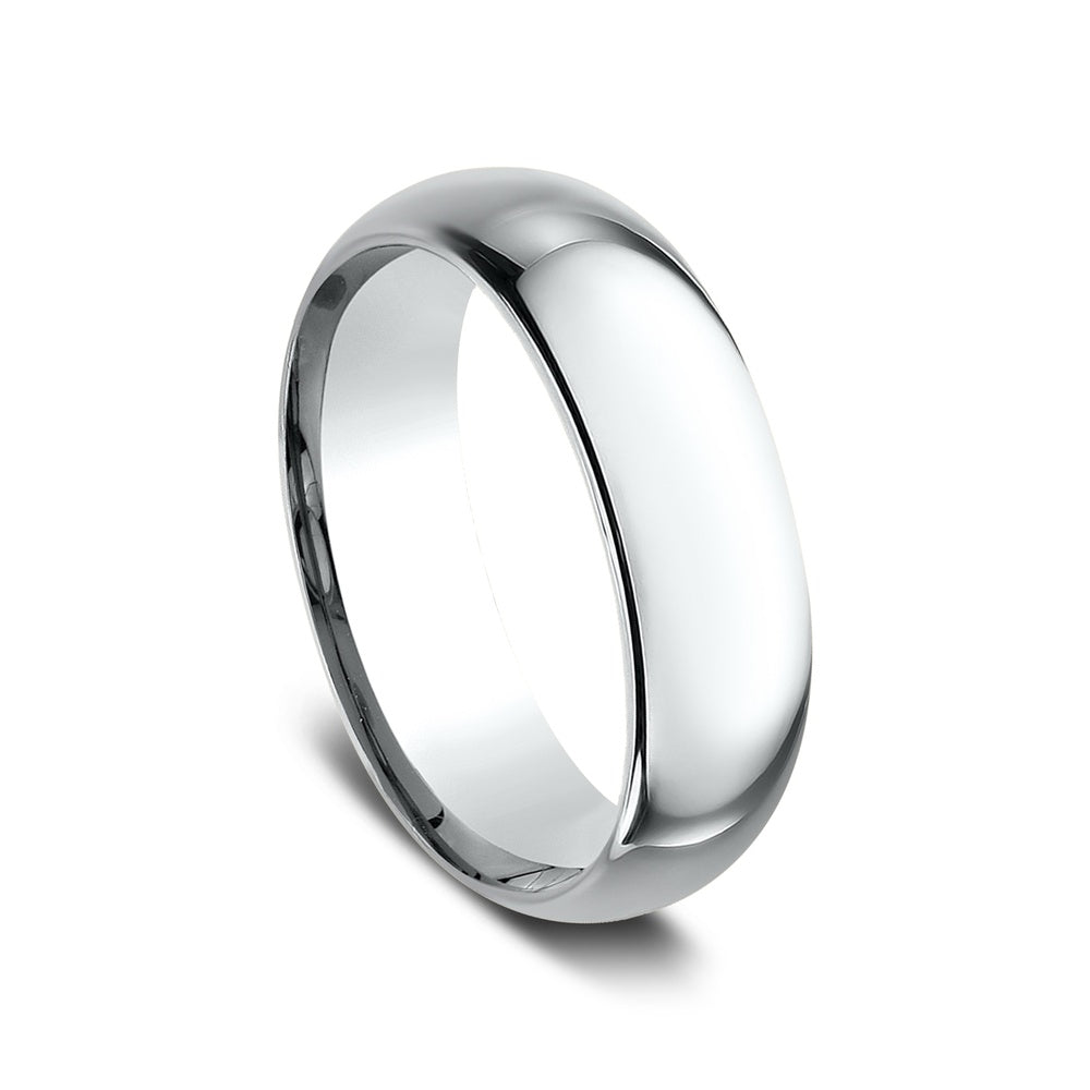 Regular Dome Comfort Fit Men's Wedding Band in 14K White Gold - 7mm Width by Benchmark