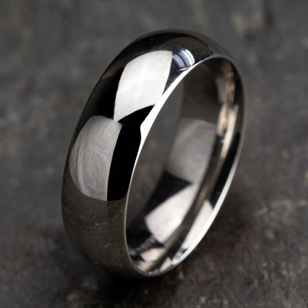Regular Dome Comfort Fit Men's Wedding Band in 14K White Gold - 7mm Width by Benchmark