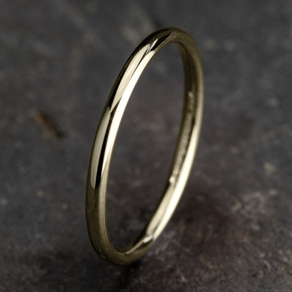 Regular Dome Comfort Fit Men's Wedding Band in 14K Yellow Gold - 2mm Width by Benchmark
