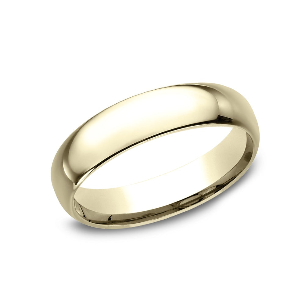 Regular Dome Comfort Fit Men's Wedding Band in 14K Yellow Gold - 5mm Width by Benchmark