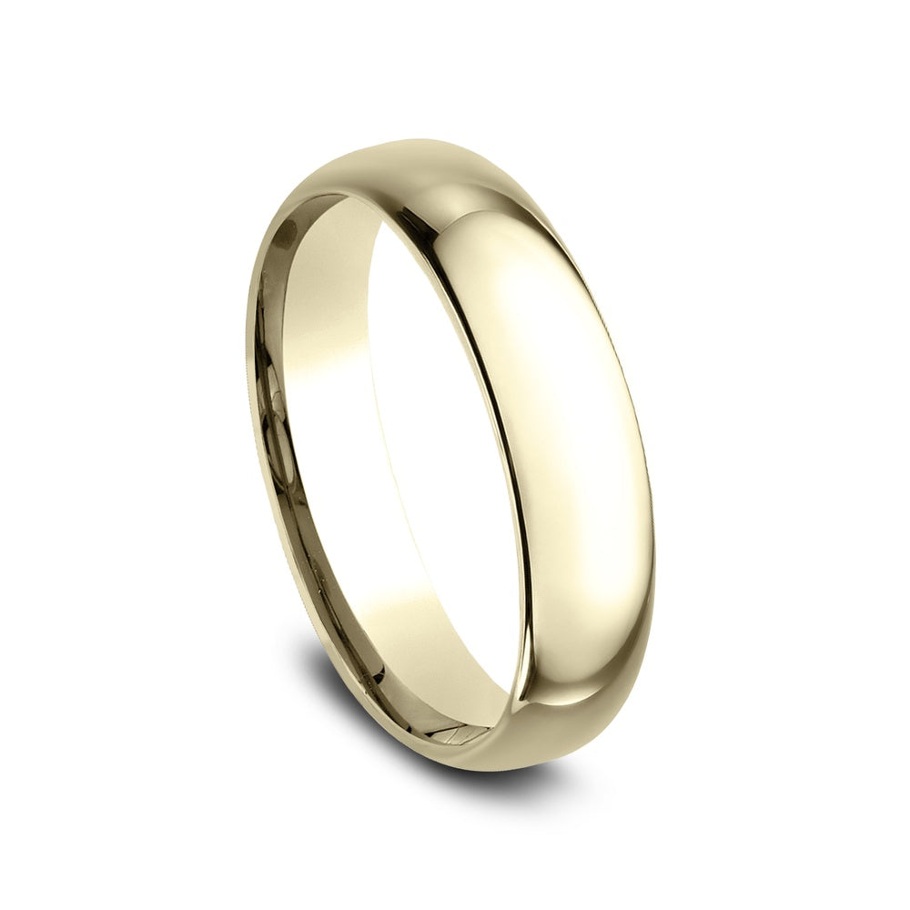 Regular Dome Comfort Fit Men's Wedding Band in 14K Yellow Gold - 5mm Width by Benchmark
