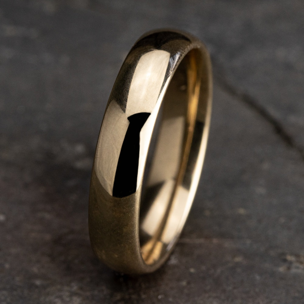 Regular Dome Comfort Fit Men's Wedding Band in 14K Yellow Gold - 5mm Width by Benchmark