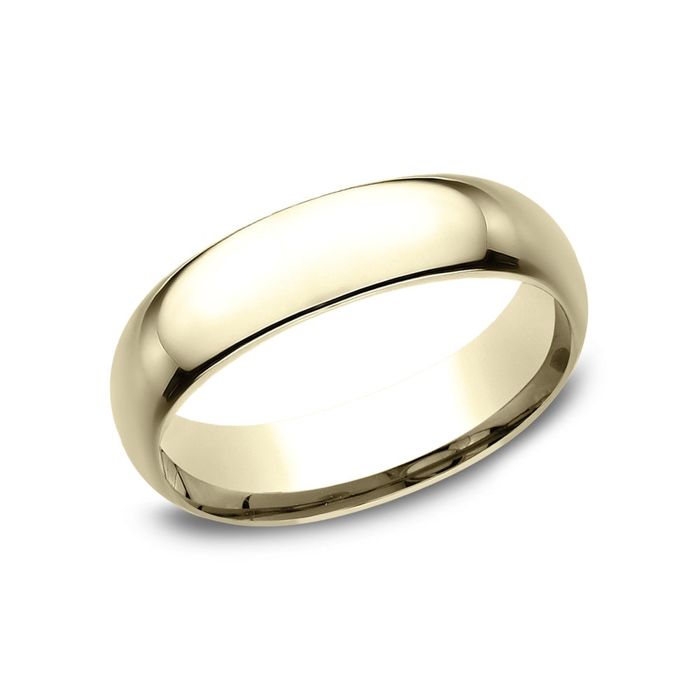 Regular Dome Comfort Fit Men's Wedding Band in 14K Yellow Gold - 6mm Width by Benchmark