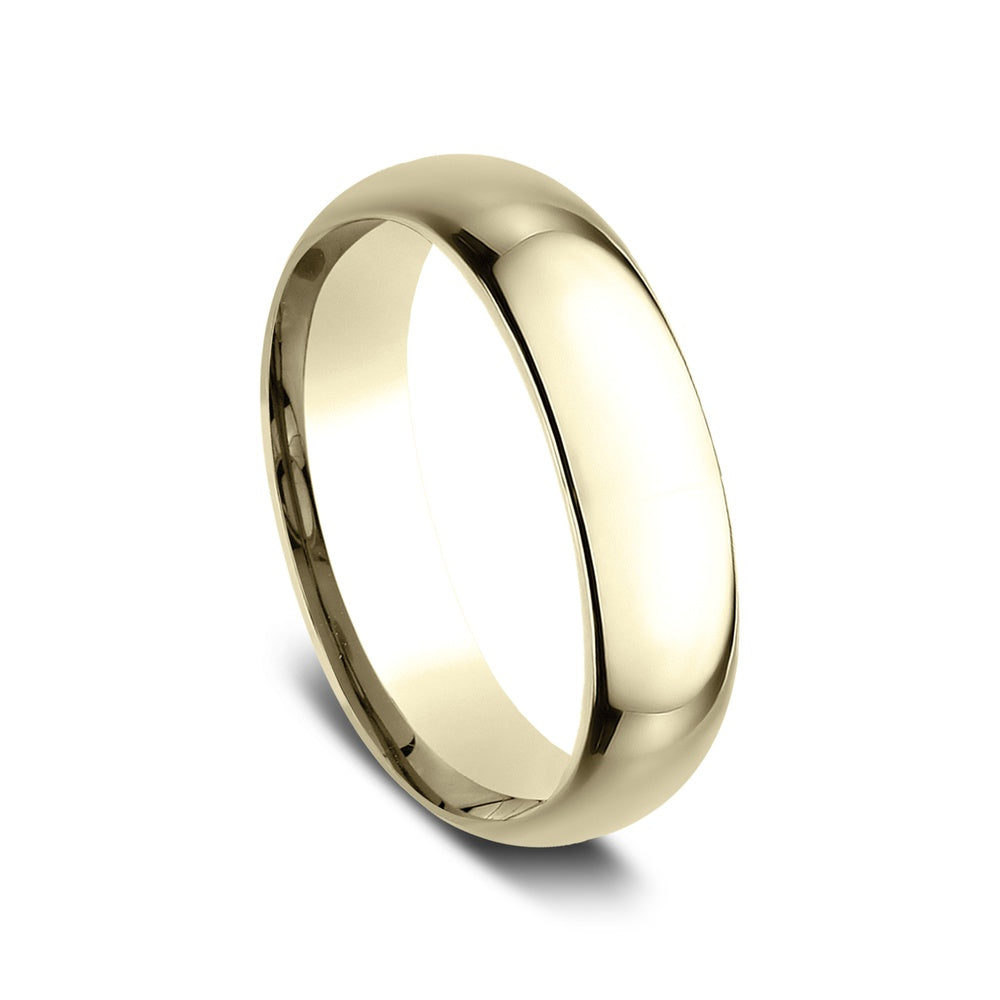 Regular Dome Comfort Fit Men's Wedding Band in 14K Yellow Gold - 6mm Width by Benchmark