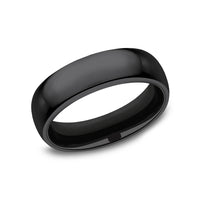 Regular Dome Comfort Fit Men's Wedding Band in Black Titanium - 6mm by Forge