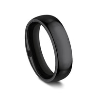 Regular Dome Comfort Fit Men's Wedding Band in Black Titanium - 6mm by Forge