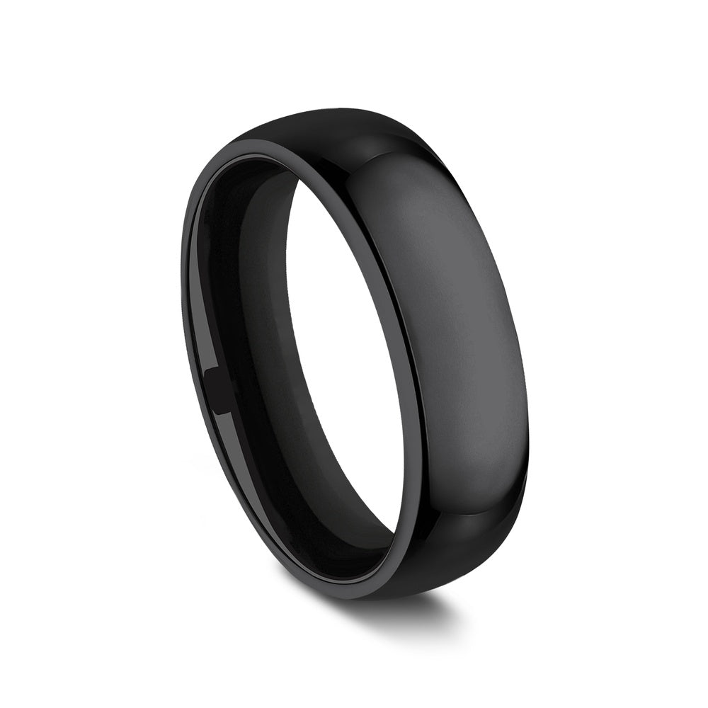 Regular Dome Comfort Fit Men's Wedding Band in Black Titanium - 6mm by Forge