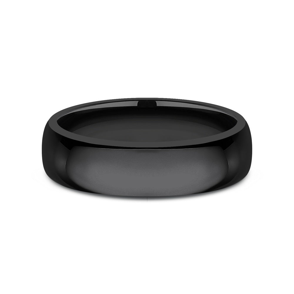 Regular Dome Comfort Fit Men's Wedding Band in Black Titanium - 6mm by Forge