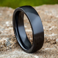 Regular Dome Comfort Fit Men's Wedding Band in Black Titanium - 6mm by Forge