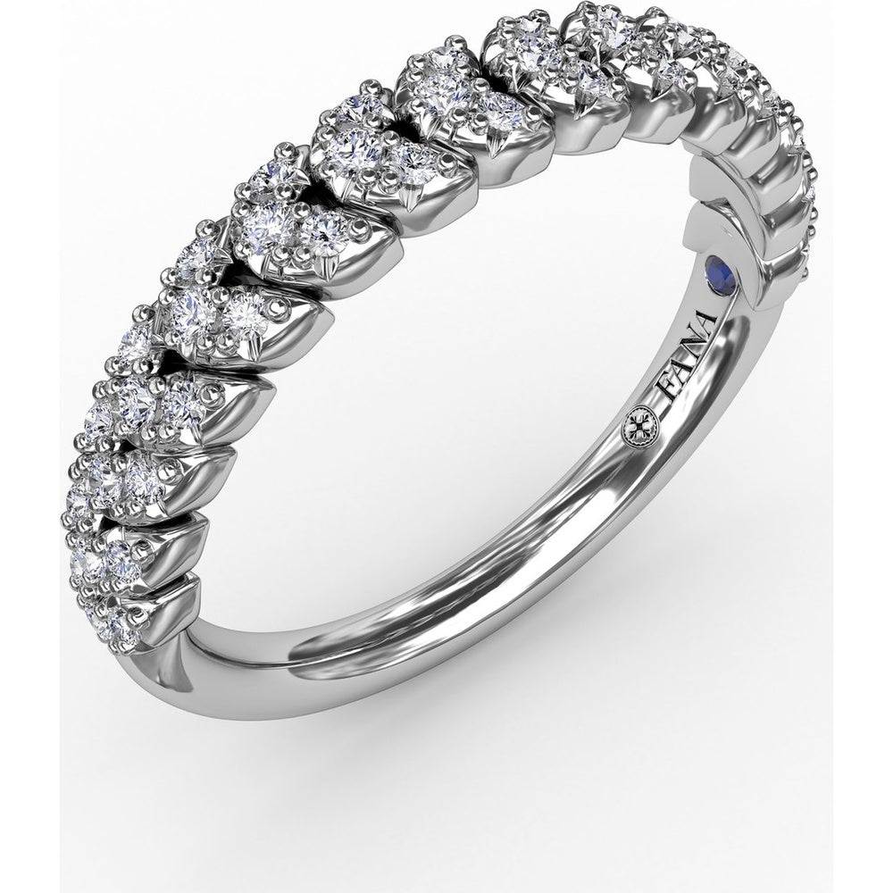 Repeating Chevron Wide Diamond Band with Prong Set Round Diamonds by Fana - 0.27 Carat Total Diamond Weight