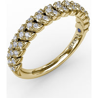 Repeating Chevron Wide Diamond Band with Prong Set Round Diamonds by Fana - 0.27 Carat Total Diamond Weight