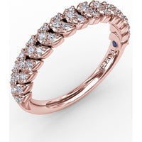 Repeating Chevron Wide Diamond Band with Prong Set Round Diamonds by Fana - 0.27 Carat Total Diamond Weight