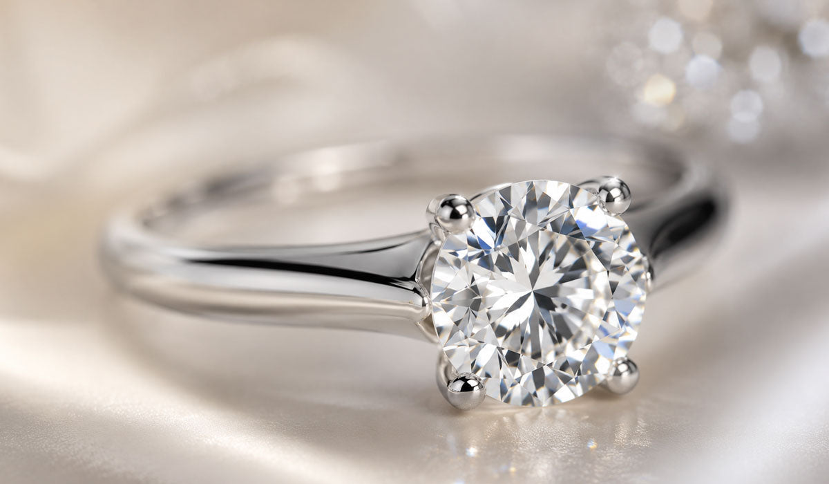 Close-up of a beautifully cut lab-grown diamond in fine jewelry showing crisp faceting and brilliance