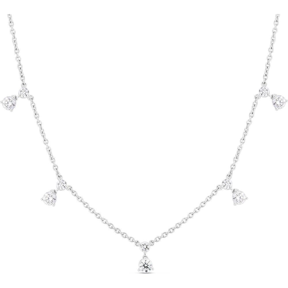 Roberto Coin - 18K White Gold Diamonds by The Inch Dangling 7 Station Necklace