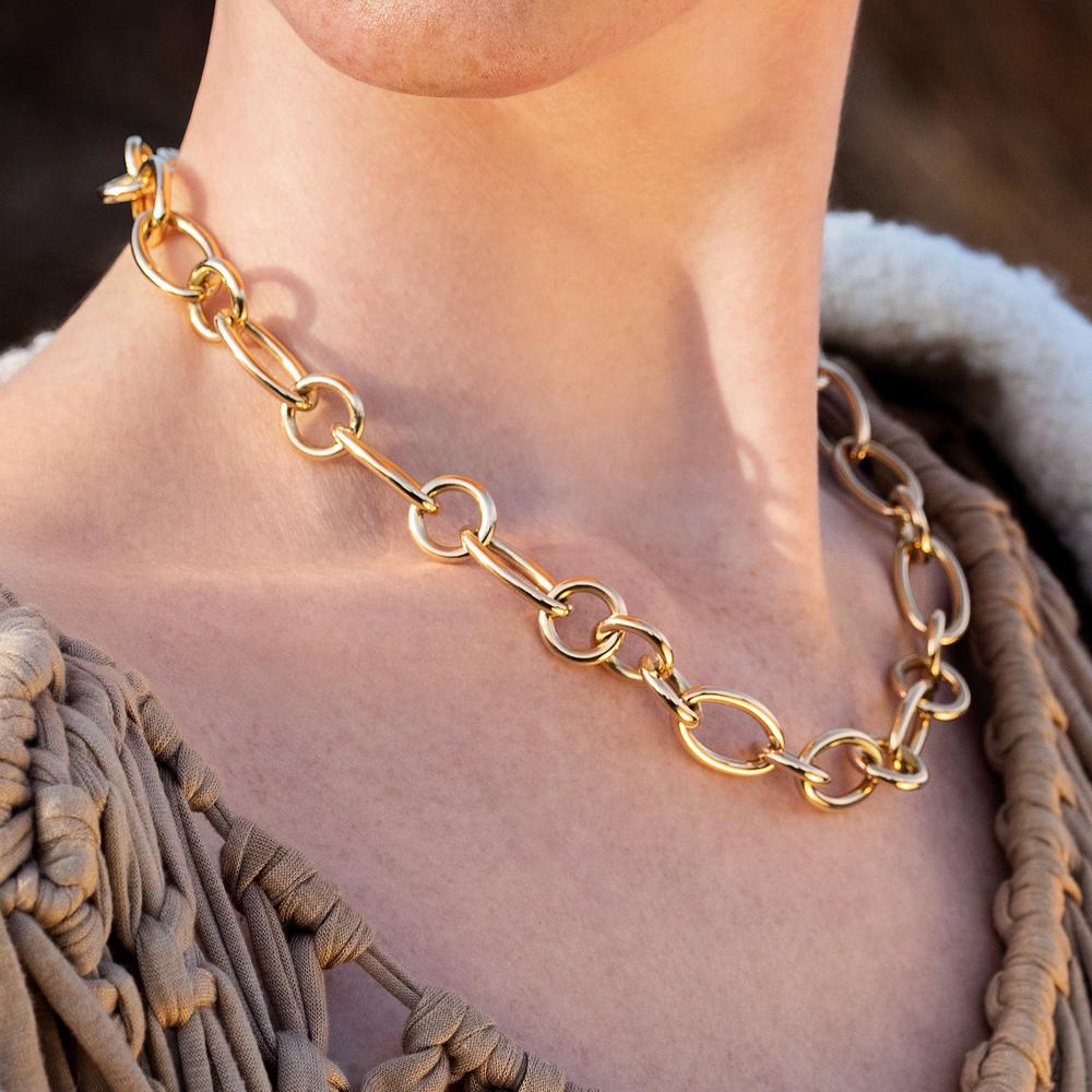 Roberto Coin - 18K Yellow Designer Gold Alternating Round and Oval Link Chain Necklace