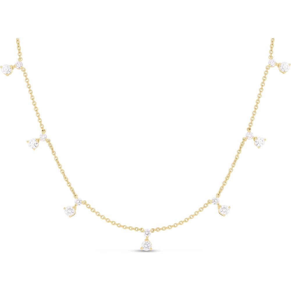 Roberto Coin - 18K Yellow Gold Diamonds by The Inch Dangling 7 Station Necklace